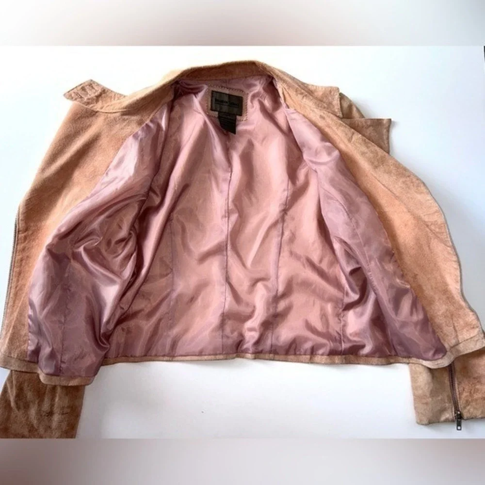 Brandon Thomas vintage‎ Dusty Rose Moto style suede jacket Small